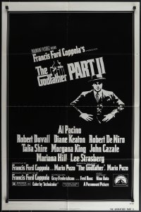 4y0842 GODFATHER PART II 1sh 1974 art of Al Pacino in Francis Ford Coppola classic sequel!