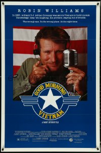 4y0853 GOOD MORNING VIETNAM 1sh 1987 military radio DJ Robin Williams, directed by Barry Levinson!