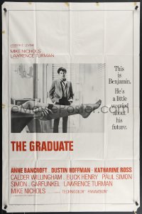 4y0855 GRADUATE style A pre-awards 1sh 1968 classic image of Dustin Hoffman & sexy leg, very rare!