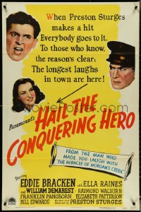 4y0862 HAIL THE CONQUERING HERO 1sh 1944 Preston Sturges directed, Bracken & Ella Raines!