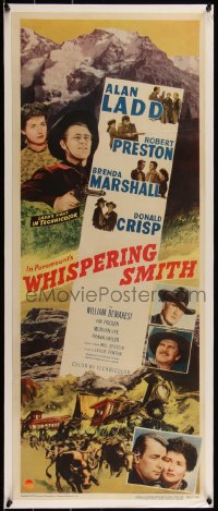 4y0017 WHISPERING SMITH insert 1949 Alan Ladd's 1st Technicolor, Robert Preston & Brenda Marshall!