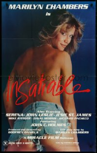 4y0895 INSATIABLE 24x37 1sh 1980 sexy topless Marilyn Chambers wearing only jean shorts!