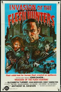 4y0897 INVASION OF THE FLESH HUNTERS 1sh 1982 Margheriti's Apocalypse Domani, Ken Barr cannibal art!