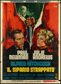 4y0313 TORN CURTAIN Italian 2p 1966 Paul Newman, Andrews, Hitchcock, great different Morini art!