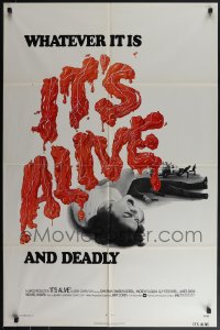 4y0900 IT'S ALIVE 1sh 1974 Larry Cohen directed horror, cool bloody title!