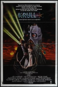 4y0905 KRULL 1sh 1983 sci-fi fantasy art of Ken Marshall & Lysette Anthony in monster's hand!