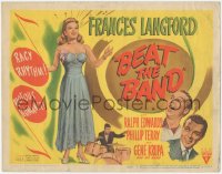 4y0501 BEAT THE BAND TC 1947 artwork of sexy Frances Langford & Gene Krupa playing drums!