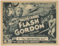 4y0465 FLASH GORDON chapter 5 TC 1936 Buster Crabbe, best serial ever, The Destroying Ray!