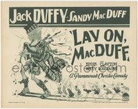 4y0507 LAY ON MACDUFF TC 1928 art of girls chasing Scottish Jack Duffy with bagpipes, ultra rare!