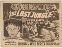 4y0482 LOST JUNGLE TC 1934 Clyde Beatty, World's Greatest Animal Trainer, art of jungle animals!