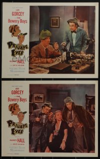 4y0674 PRIVATE EYES 2 LCs 1953 wacky Leo Gorcey & The Bowery Boys are detectives!