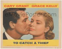 4y0246 TO CATCH A THIEF LC #5 1955 best romantic c/u of Grace Kelly & Cary Grant, Alfred Hitchcock