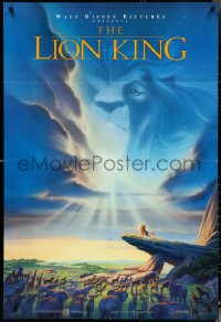 4y0916 LION KING DS 1sh 1994 Disney Africa, John Alvin art of Simba on Pride Rock with Mufasa in sky