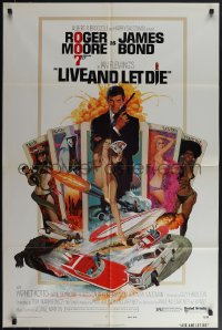 4y0918 LIVE & LET DIE West Hemi 1sh 1973 Robert McGinnis art of Roger Moore as James Bond!