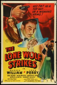 4y0922 LONE WOLF STRIKES 1sh 1940 Warren William is TNT in a top hat or in a woman's arms!