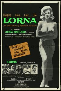 4y0180 LORNA 1sh 1964 sexy Lorna Maitland in Russ Meyer sex classic over black background, rare!