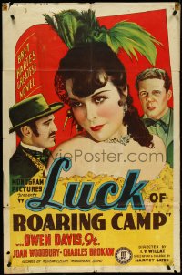 4y0931 LUCK OF ROARING CAMP 1sh 1937 Bret Harte's greatest story, sexy Joan Woodbury, ultra rare!