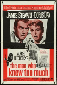 4y0939 MAN WHO KNEW TOO MUCH 1sh R1960s James Stewart & Doris Day, directed by Alfred Hitchcock!