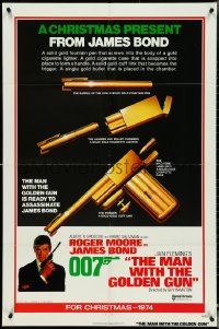 4y0942 MAN WITH THE GOLDEN GUN teaser 1sh 1974 a Christmas present from James Bond, Robert McGinnis!