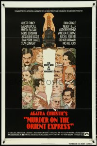 4y0963 MURDER ON THE ORIENT EXPRESS 1sh 1974 Agatha Christie, great art of cast by Richard Amsel!