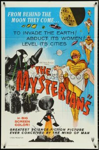 4y0966 MYSTERIANS 1sh 1959 they're abducting Earth's women & leveling its cities, RKO printing!