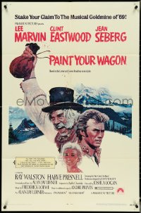 4y0990 PAINT YOUR WAGON 1sh 1969 Ron Lesser art of Clint Eastwood, Lee Marvin & Jean Seberg!