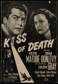 4y0056 KISS OF DEATH pressbook 1947 wonderful intentional black & white classic noir image, rare!