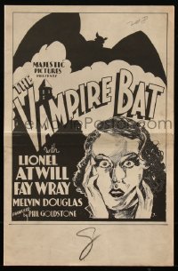 4y0085 VAMPIRE BAT pressbook 1933 great art of terrified Fay Wray & huge bat, Atwill, ultra rare!