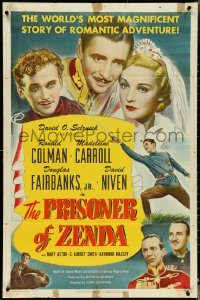 4y1007 PRISONER OF ZENDA 1sh R1949 Ronald Colman, Madeleine Carroll, romantic adventure, rare!