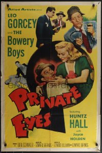 4y1008 PRIVATE EYES 1sh 1953 Leo Gorcey & The Bowery Boys are detectives, sexy Joyce Holden!