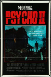 4y1010 PSYCHO II 1sh 1983 Anthony Perkins as Norman Bates, cool creepy image of classic house!