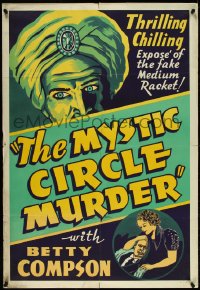 4y0188 RELIGIOUS RACKETEERS 1sh R1939 The Mystic Circle Murders, Mrs. Harry Houdini, ultra rare!