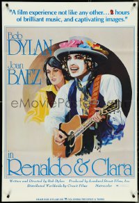 4y1017 RENALDO & CLARA reviews 1sh 1978 Bob Dylan with guitar & Joan Baez by Hadley, ultra rare!