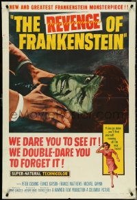 4y1021 REVENGE OF FRANKENSTEIN 1sh 1958 Peter Cushing in the greatest horrorama, cool monster art!