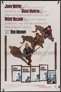 4y0191 RIO BRAVO 1sh 1959 John Wayne, Ricky Nelson, Dean Martin, Walter Brennan, Howard Hawks!