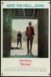 4y1023 RIO LOBO 1sh 1971 Howard Hawks, Jack Elam, Give 'em Hell, John Wayne!