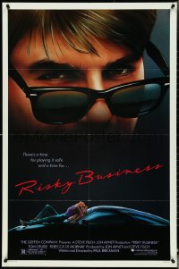 4y1024 RISKY BUSINESS 1sh 1983 classic c/u art of Tom Cruise in cool shades by Drew Struzan!