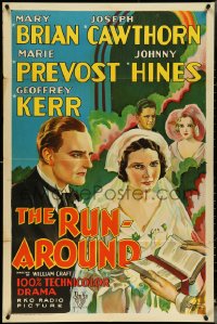 4y1031 RUNAROUND 1sh 1931 romance of the New Broadway, art of pretty bride Mary Brian, ultra rare!