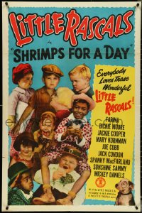 4y1048 SHRIMPS FOR A DAY 1sh R1952 Dickie Moore, Joe Cobb, Farina, Jackie Cooper, Our Gang kids!