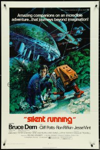 4y1049 SILENT RUNNING 1sh 1972 Douglas Trumbull, cool art of Bruce Dern & his robot by Akimoto!