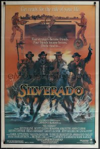 4y1050 SILVERADO 1sh 1985 art of Kevin Kline, Scott Glenn, Danny Glover & Kevin Costner by Bob Peak!