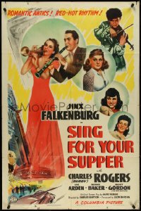 4y1051 SING FOR YOUR SUPPER 1sh 1941 Charles Barton, Jinx Falkenburg, red-hot rhythm!