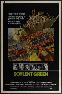 4y1053 SOYLENT GREEN 1sh 1973 Charlton Heston trying to escape by John Solie, people never change!