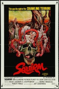 4y1056 SQUIRM 1sh 1976 wild Drew Struzan horror art, it was the night of the crawling terror!