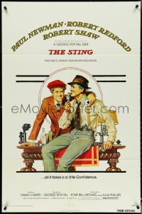 4y1064 STING 1sh 1974 artwork of con men Paul Newman & Robert Redford by Richard Amsel!