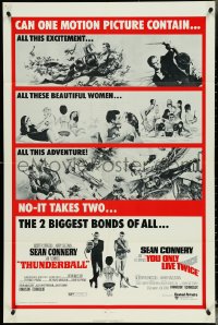 4y1085 THUNDERBALL/YOU ONLY LIVE TWICE 1sh 1971 Sean Connery's two biggest James Bonds of all!