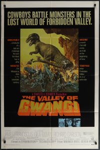 4y1099 VALLEY OF GWANGI 1sh 1969 Ray Harryhausen, great artwork of cowboys vs dinosaurs!