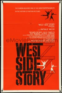 4y0196 WEST SIDE STORY 1sh 1961 pre-Awards one-sheet with classic Joseph Caroff art!