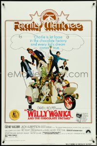 4y1118 WILLY WONKA & THE CHOCOLATE FACTORY 1sh R1974 Gene Wilder, every kid's dream comes true!