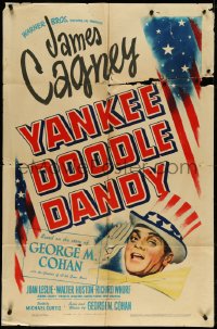 4y1121 YANKEE DOODLE DANDY 1sh 1942 James Cagney classic patriotic biography of George M. Cohan!